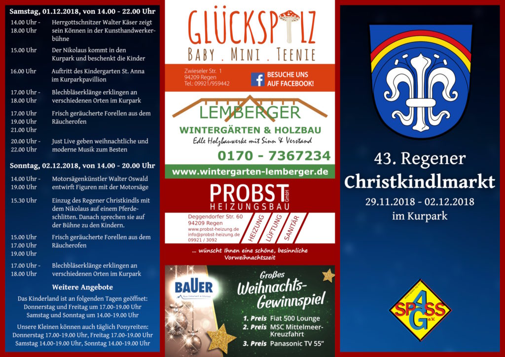 Christkindlmarkt 2018 Flyer Vorderseite